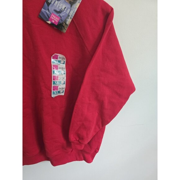 Hanes Deadstock Vintage 90s Red Crewneck Relaxed Cotton Blend Sweatshirt XL - Picture 2 of 8